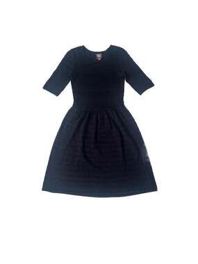 Vince Camuto Blue Short Sleeve Textured Knit Fit and Flare Sweater Dress XS
